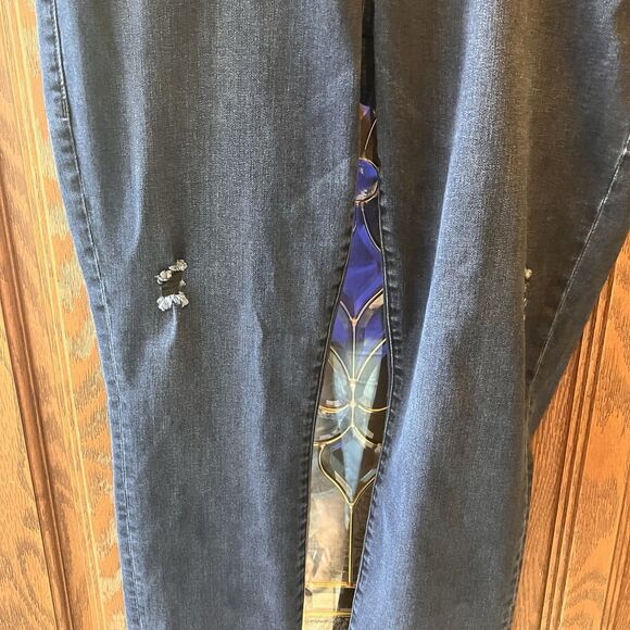 CAbi Jeans 3194 SKINNY Distressed Dark Wash Blue STRETCH Womens Size 14 Mid Rise - Picture 7 of 16